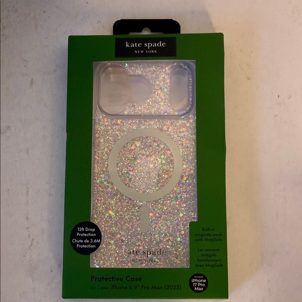 kate spade Iridescent Glitter MagSafe iPhone Case - Sparkle Clear